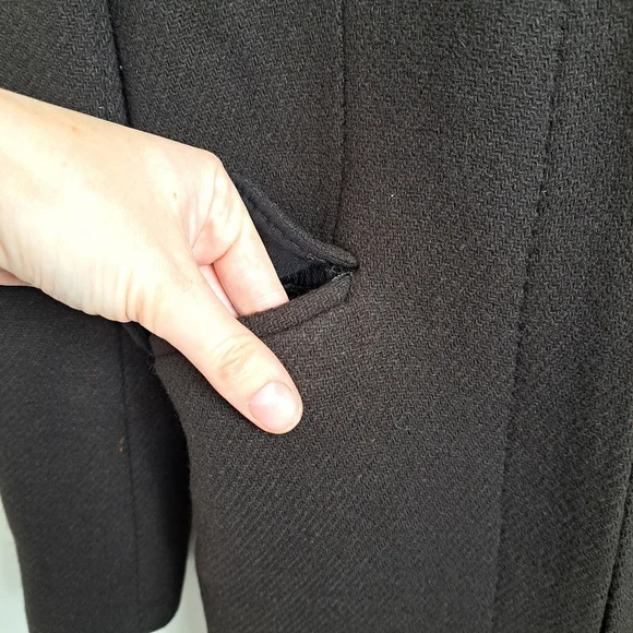Zara Dark Taupe Wool Blend Long Zip Up Minimalist Dressy Peacoat Size XS - Picture 4 of 6